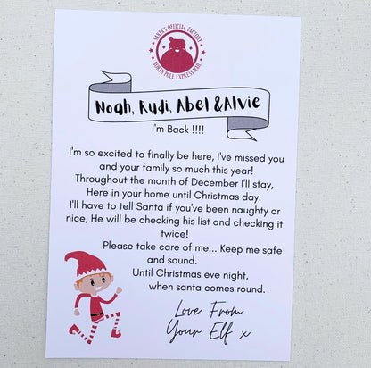 Customisable elf of the shelf letter