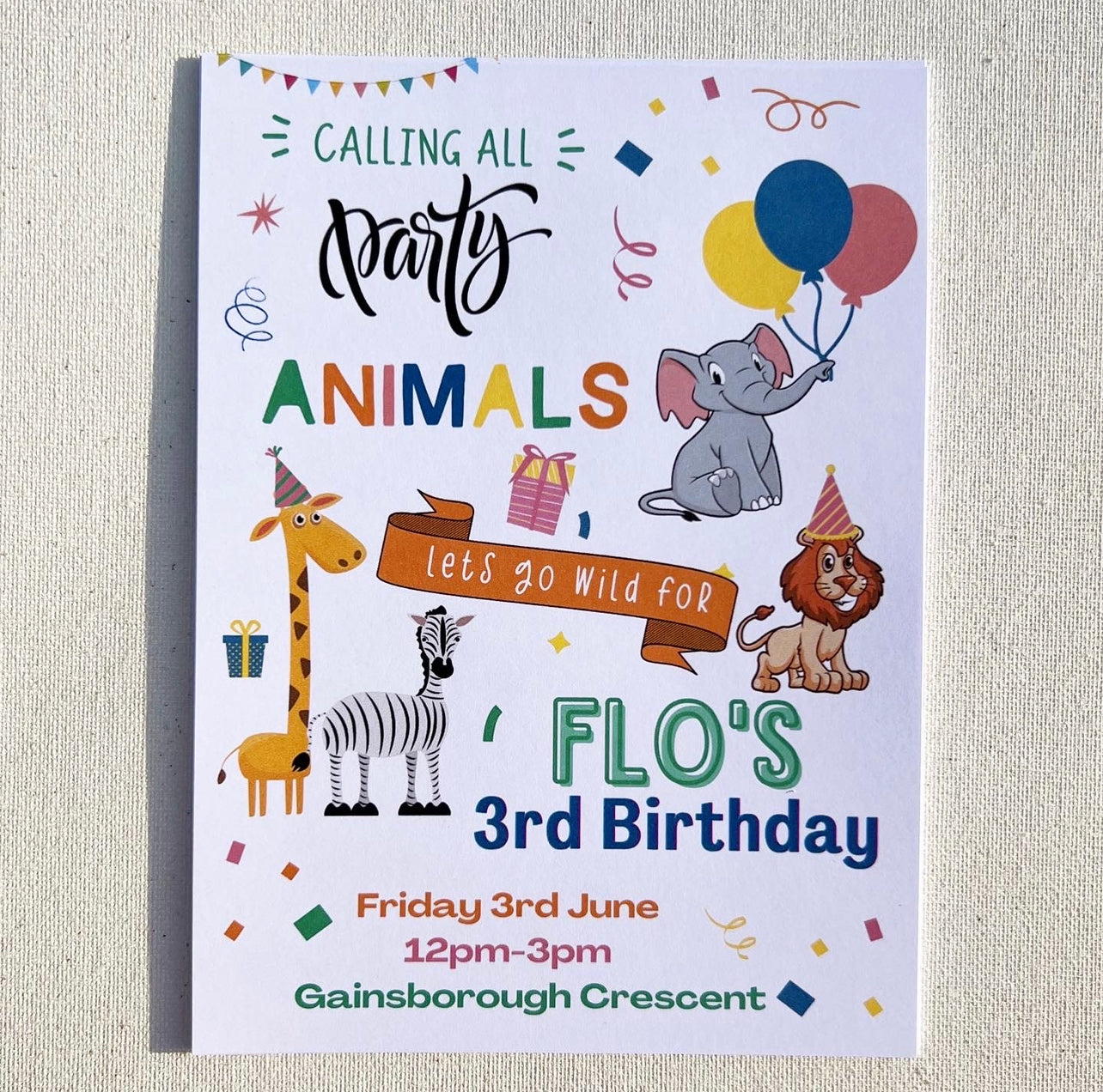 Children’s safari party invites