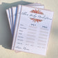 Baby shower prediction cards