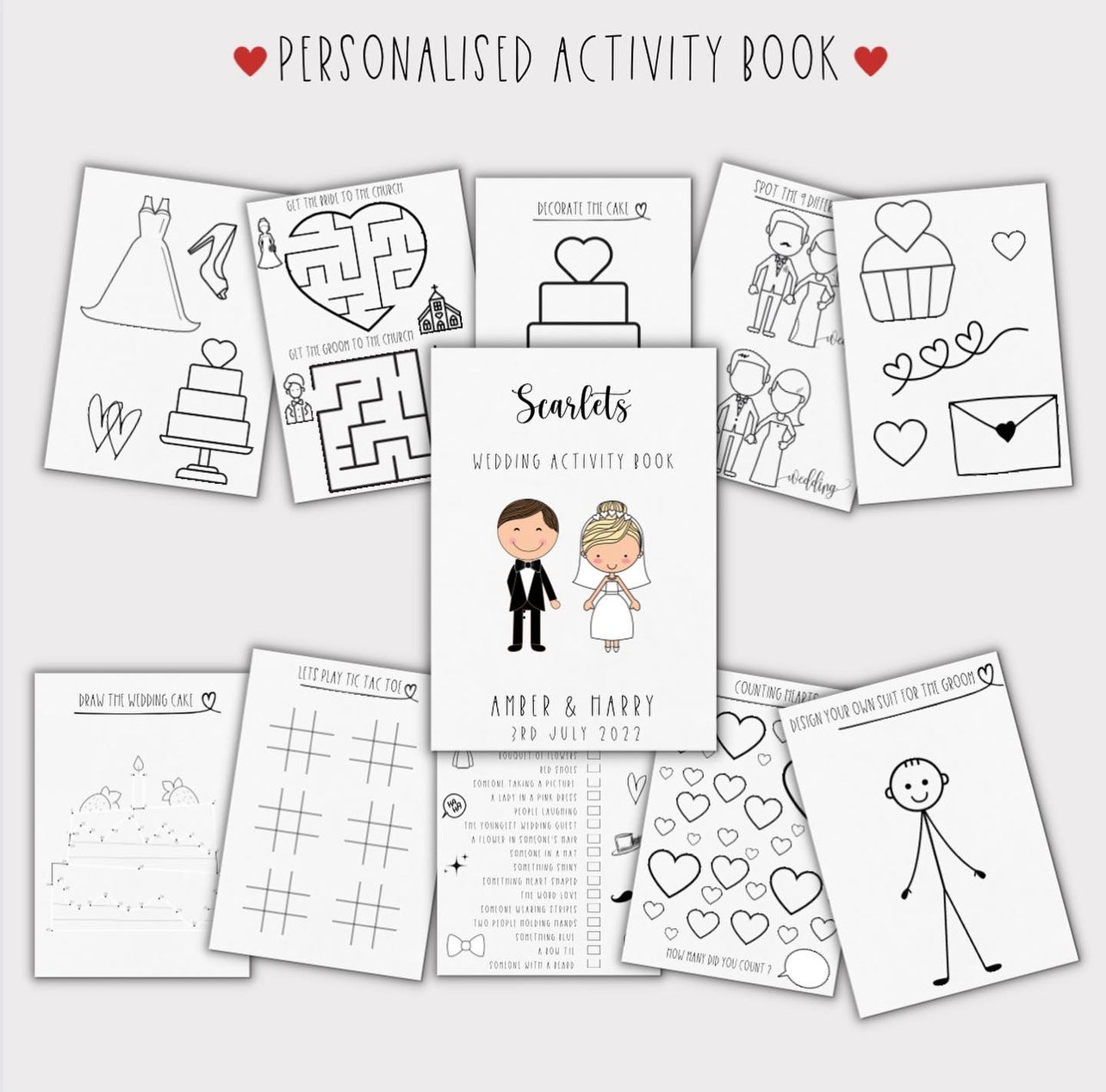 Customised children’s wedding activity packs