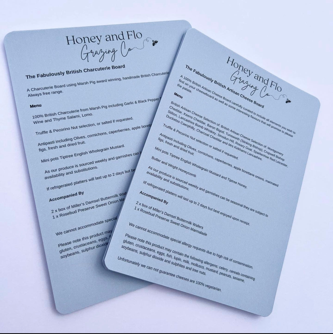 Menu leaflets