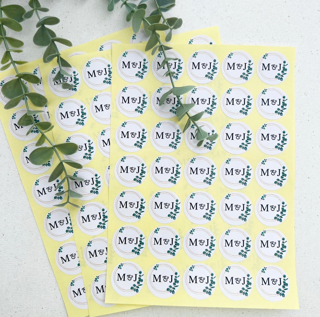 Eucalyptus Wedding Initial Stickers