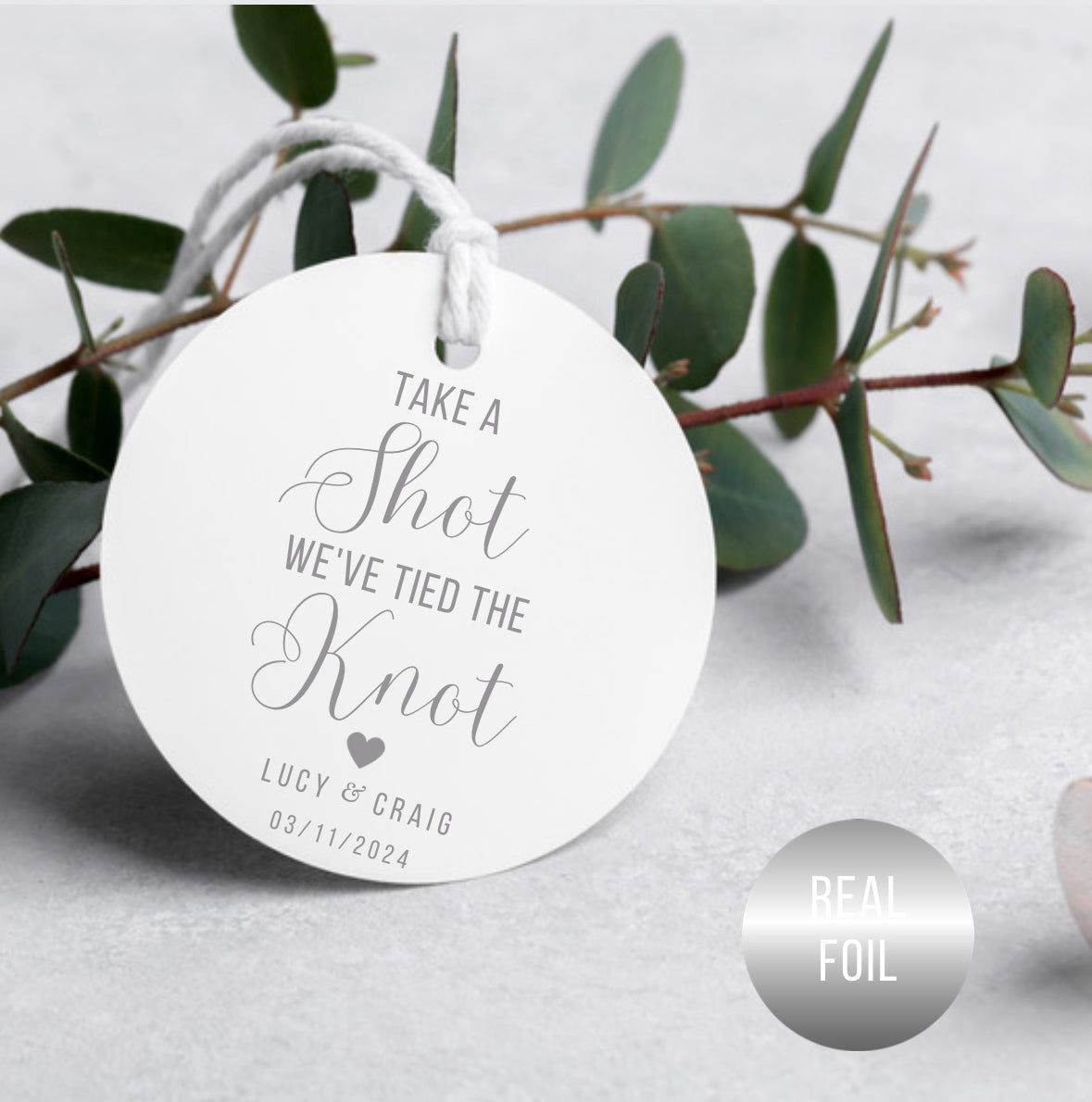 Wedding Favour Shot tags