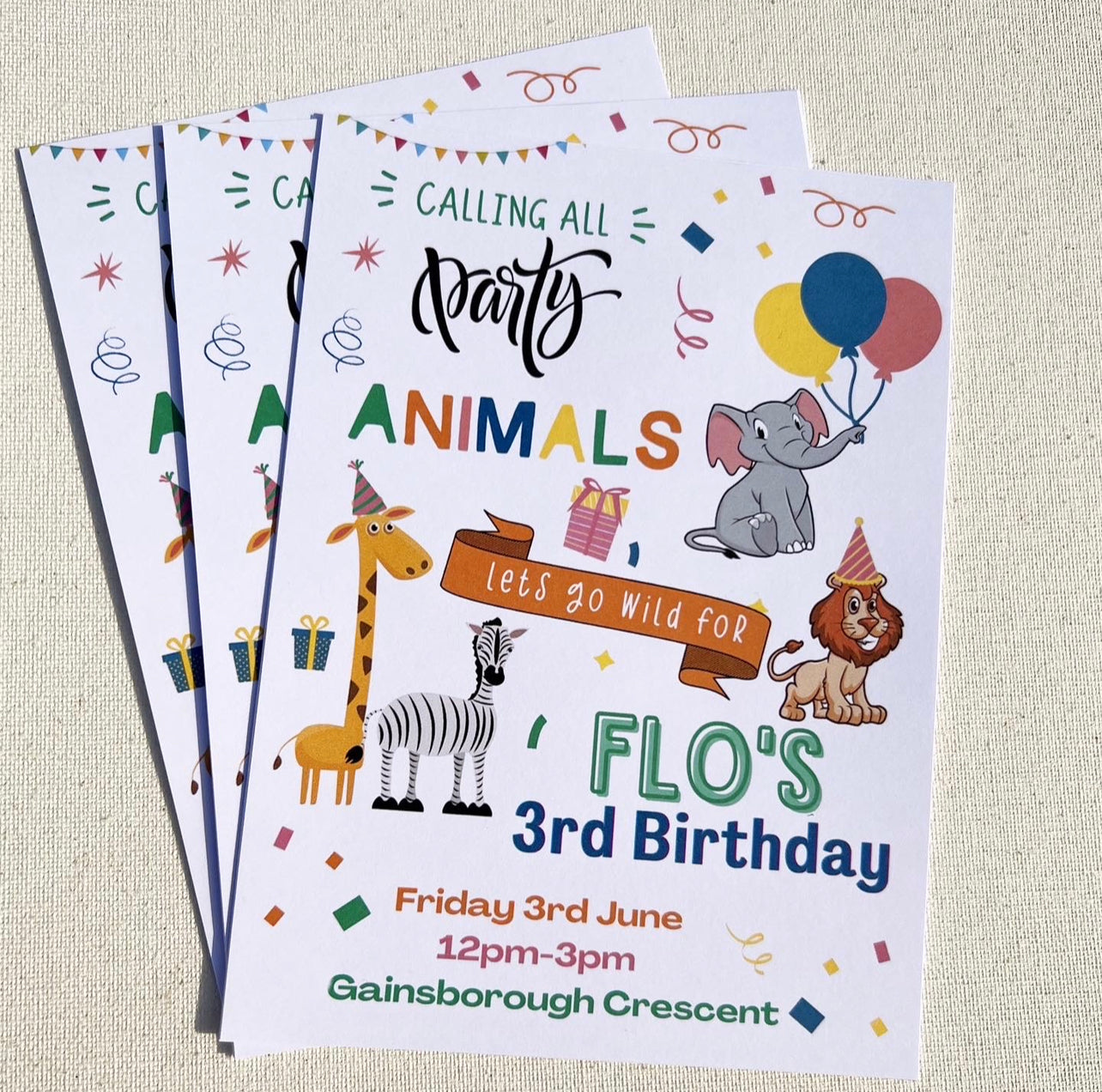 Children’s safari party invites