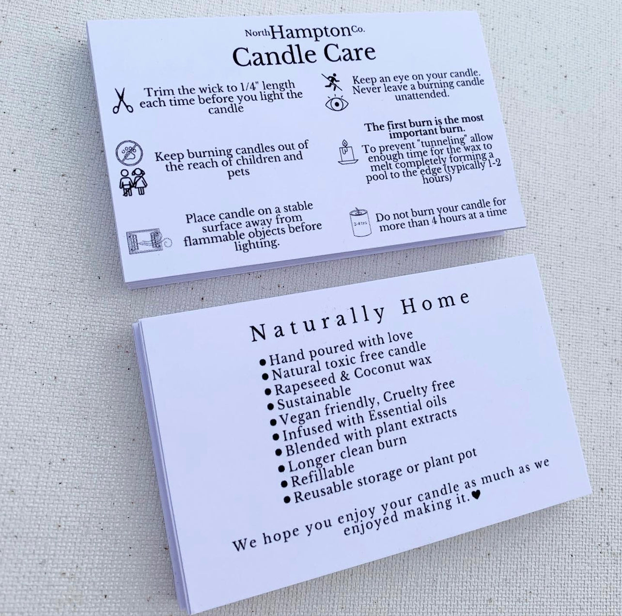 Icon business candle care cards