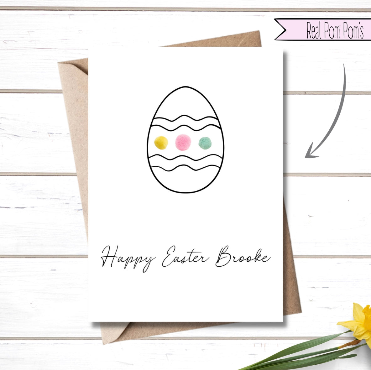 Pom Pom Easter egg card