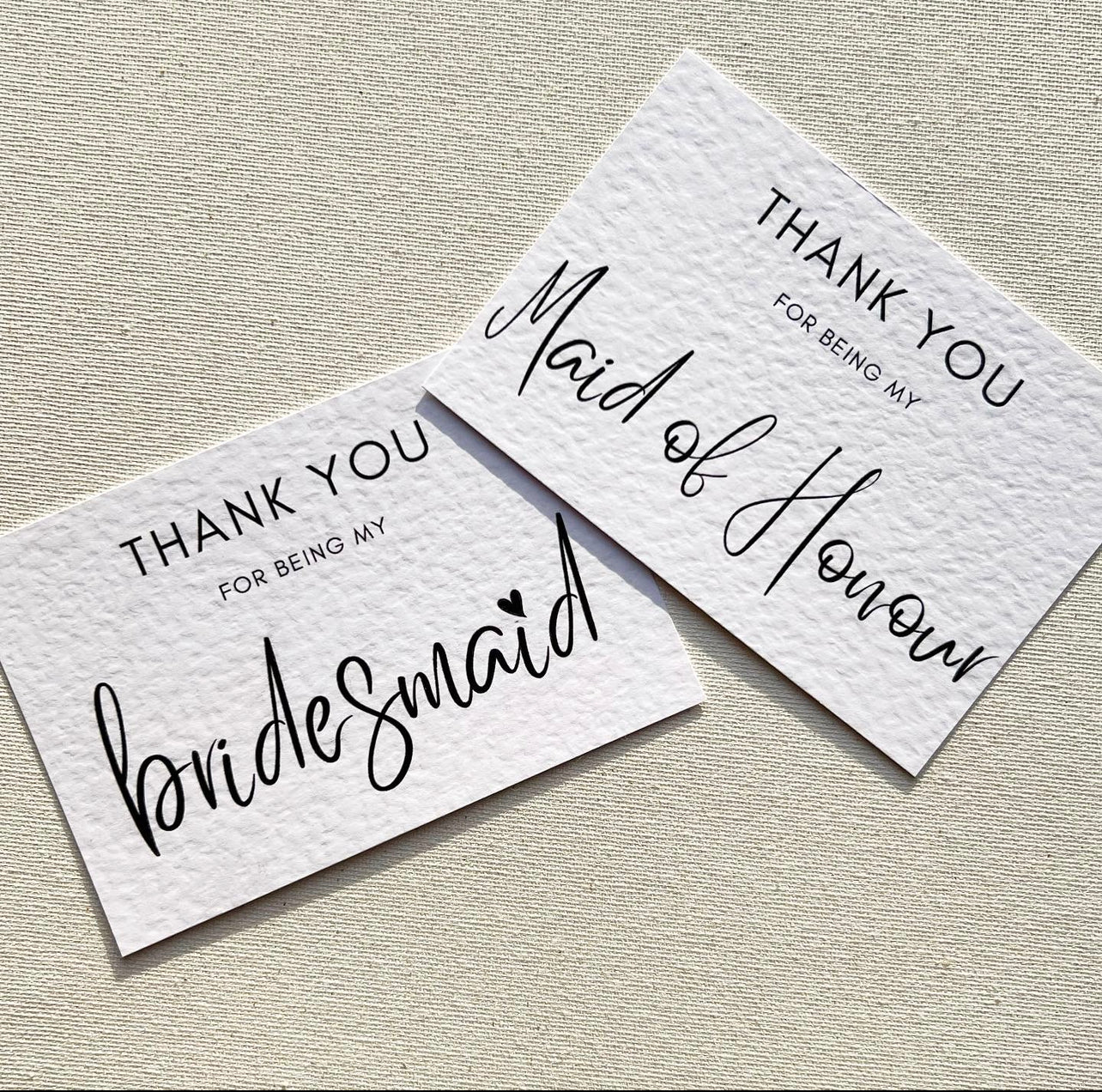 Bridesmaid & Maid of honour thank you postcards