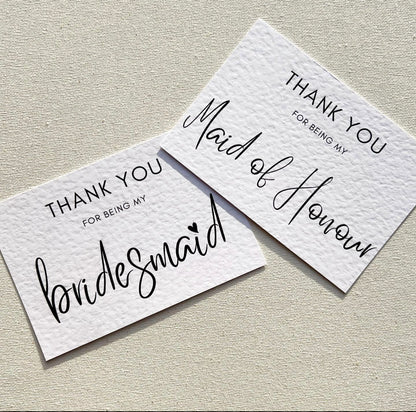 Bridesmaid & Maid of honour thank you postcards
