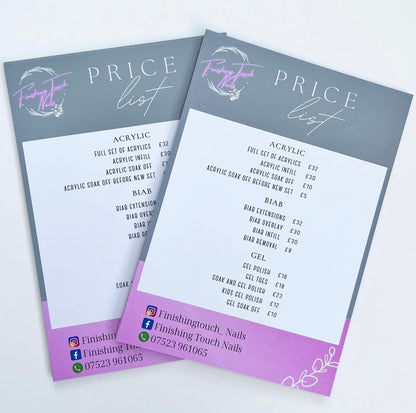 Colour Border Price Lists