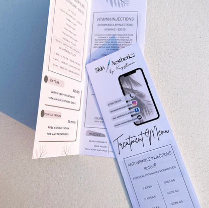 Single Folded Price Menus