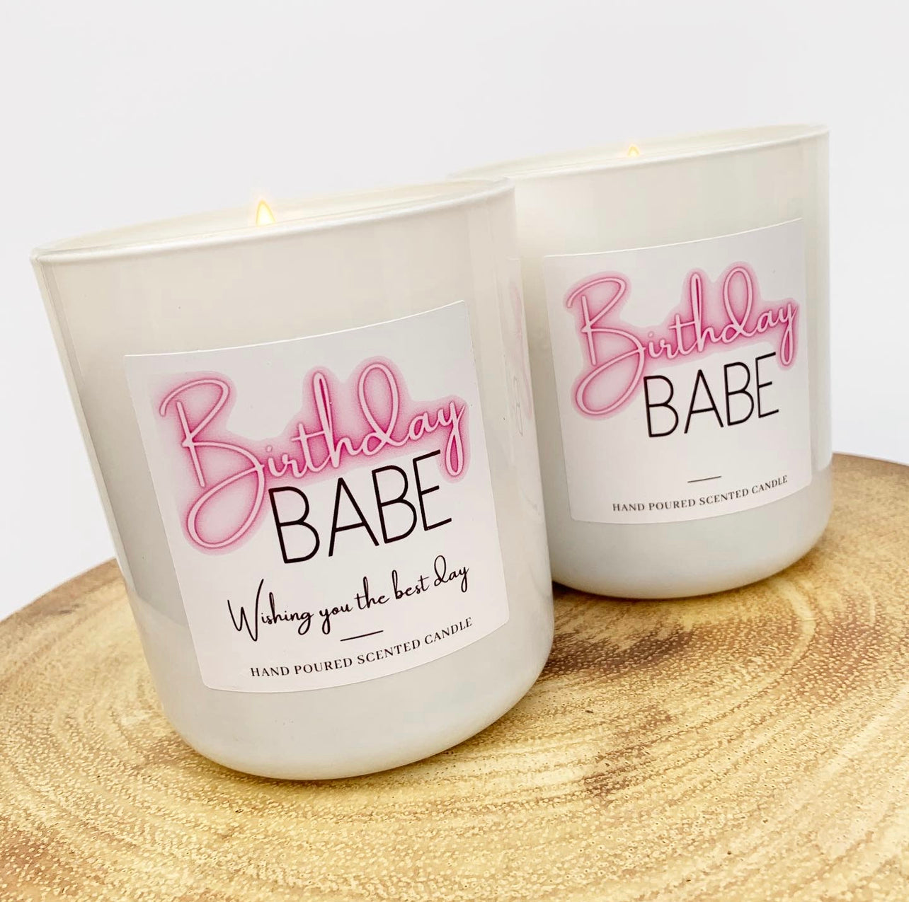 Neon Birthday Babe Candle Label