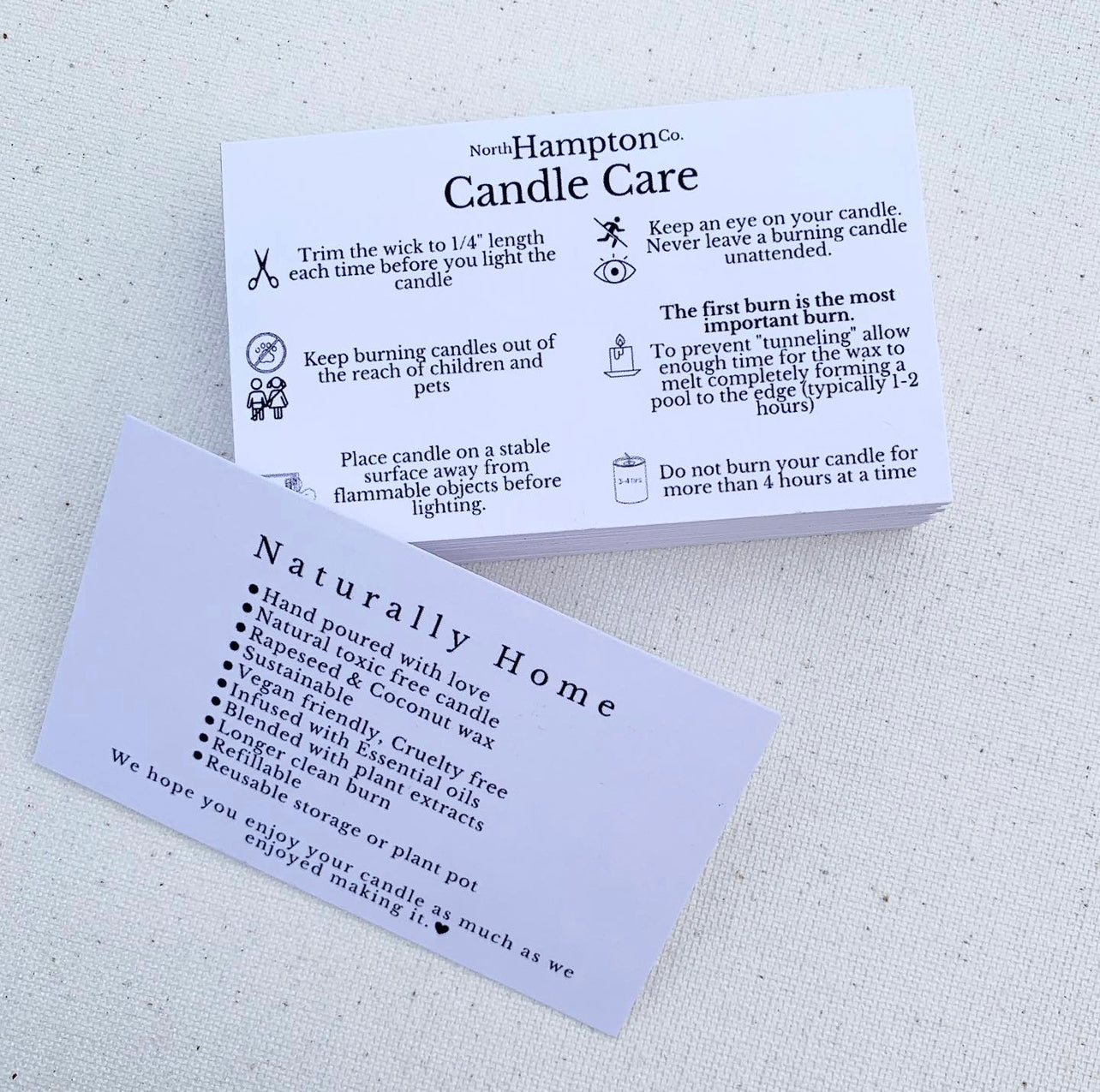 Icon business candle care cards