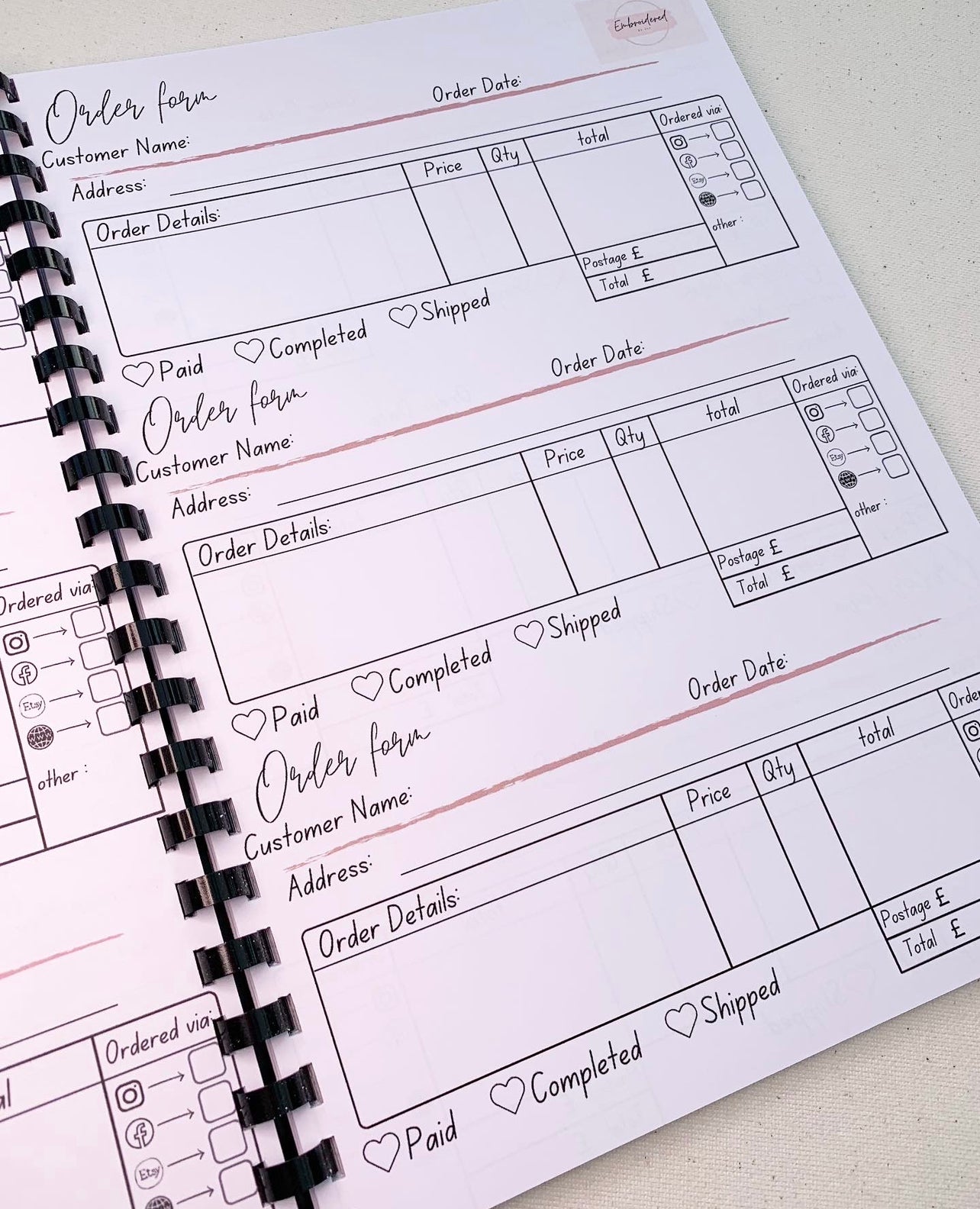 Business order book with sales map