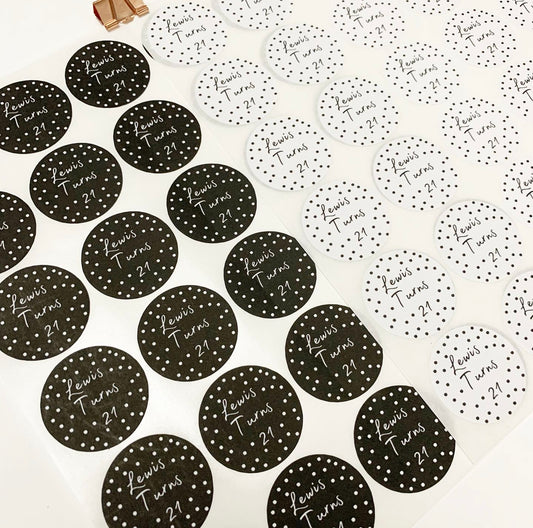 Monochrome Polka Dot Party Sticker