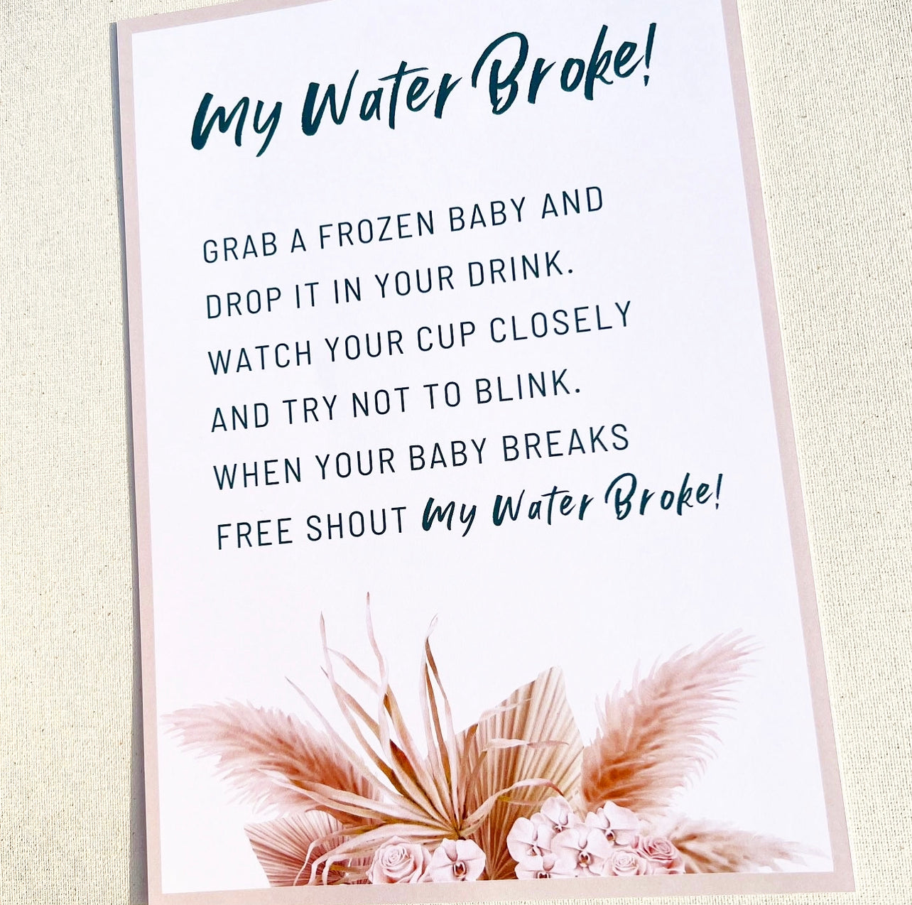 My water broke baby shower games print