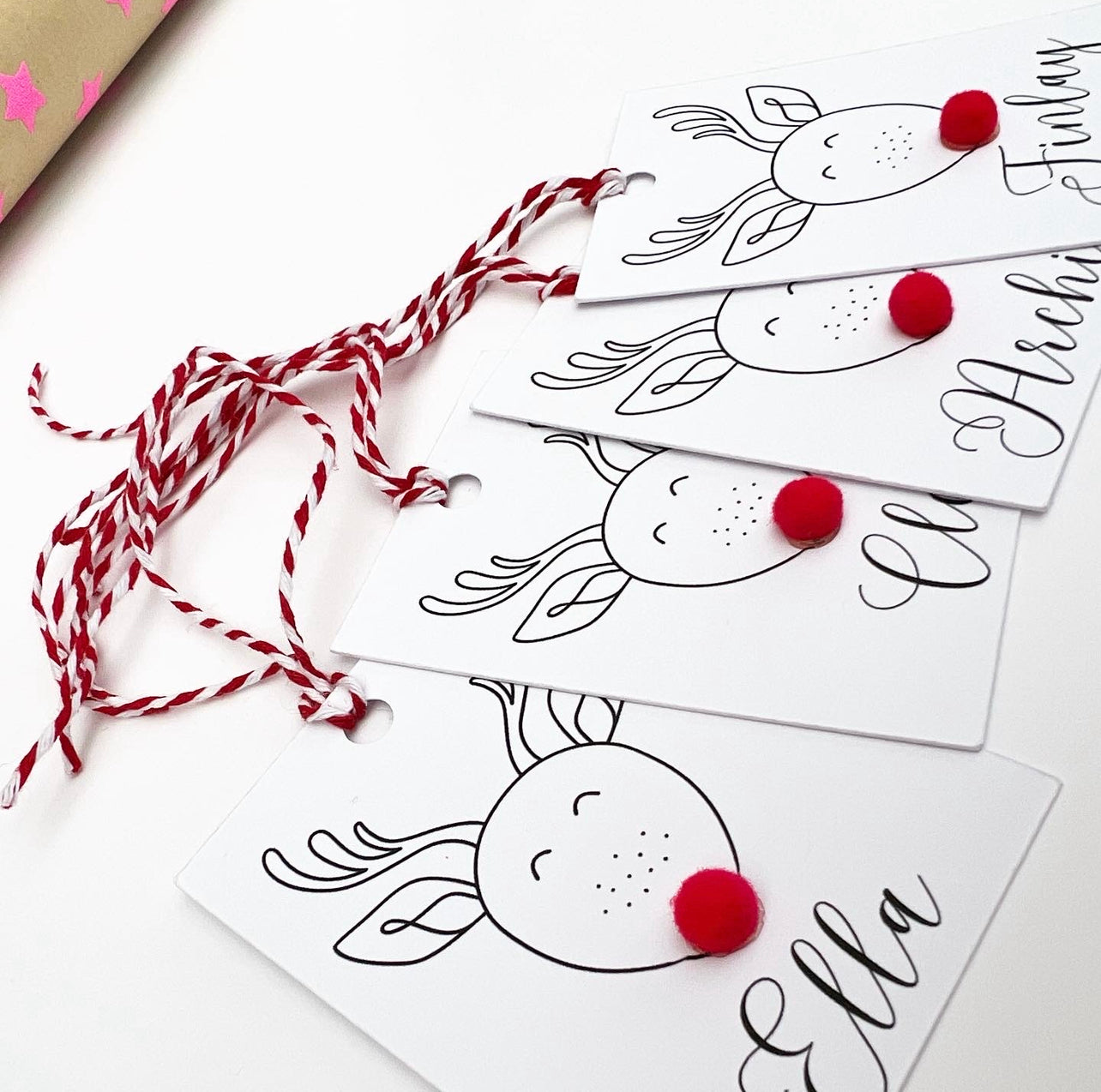 Personalised Rudolf Christmas Gift Tags