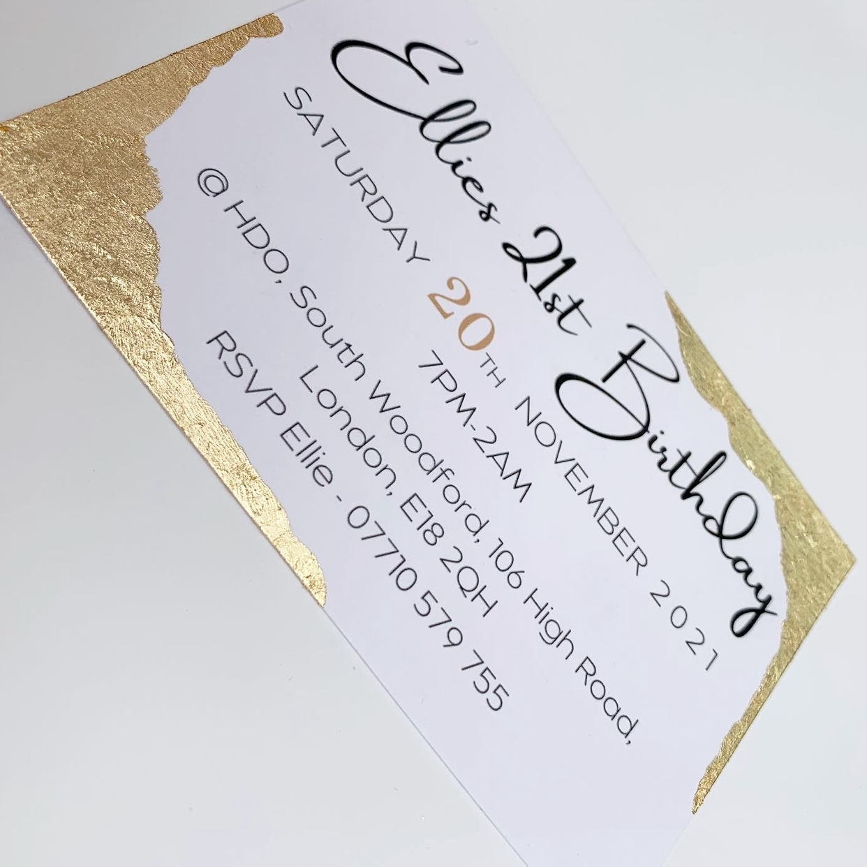 Gold leaf party invites