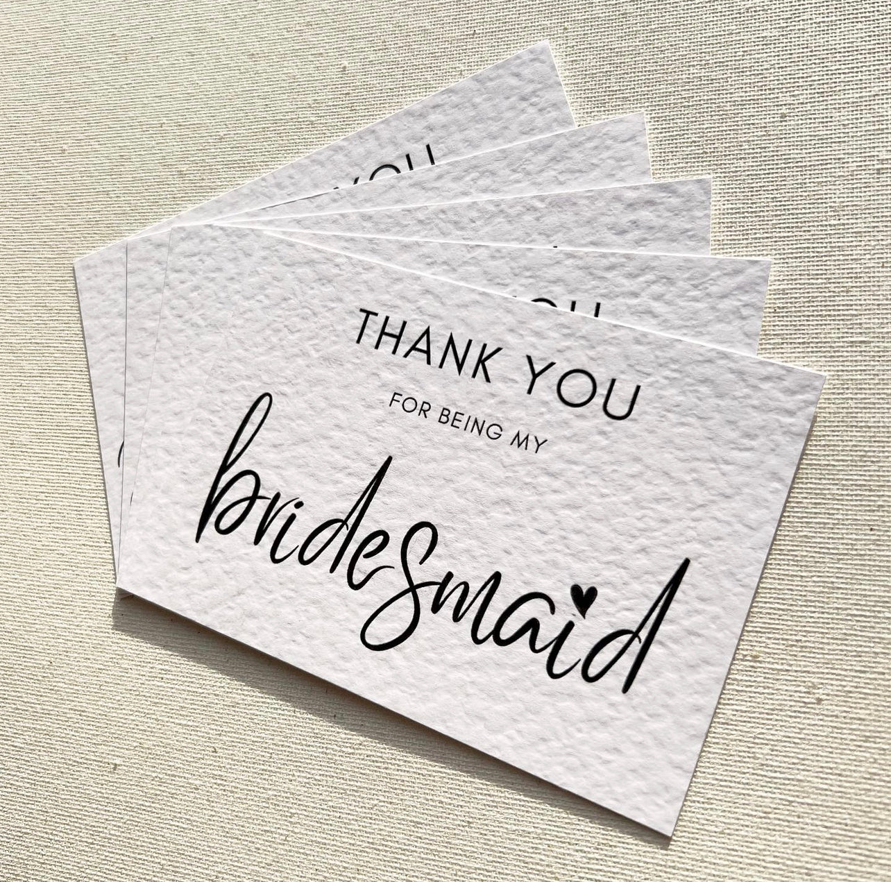 Bridesmaid & Maid of honour thank you postcards