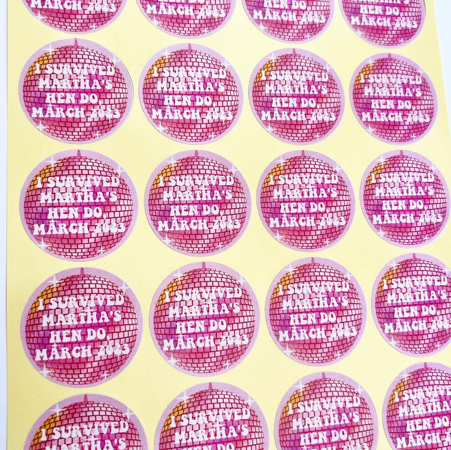 Retro Disco Ball Hen Party Stickers