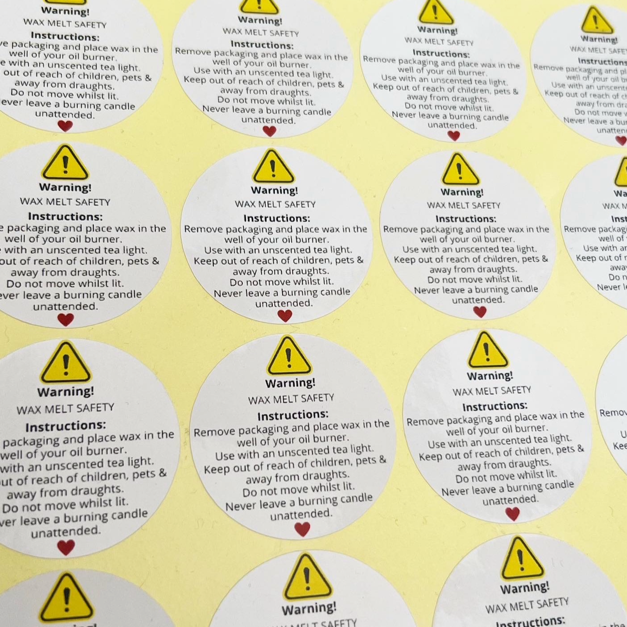 Wax Melt Safety Instructions Sticker