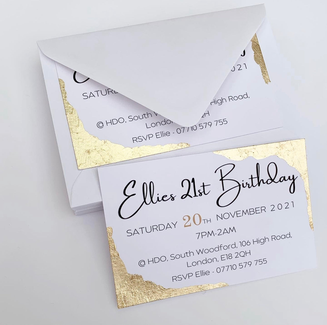 Gold leaf party invites