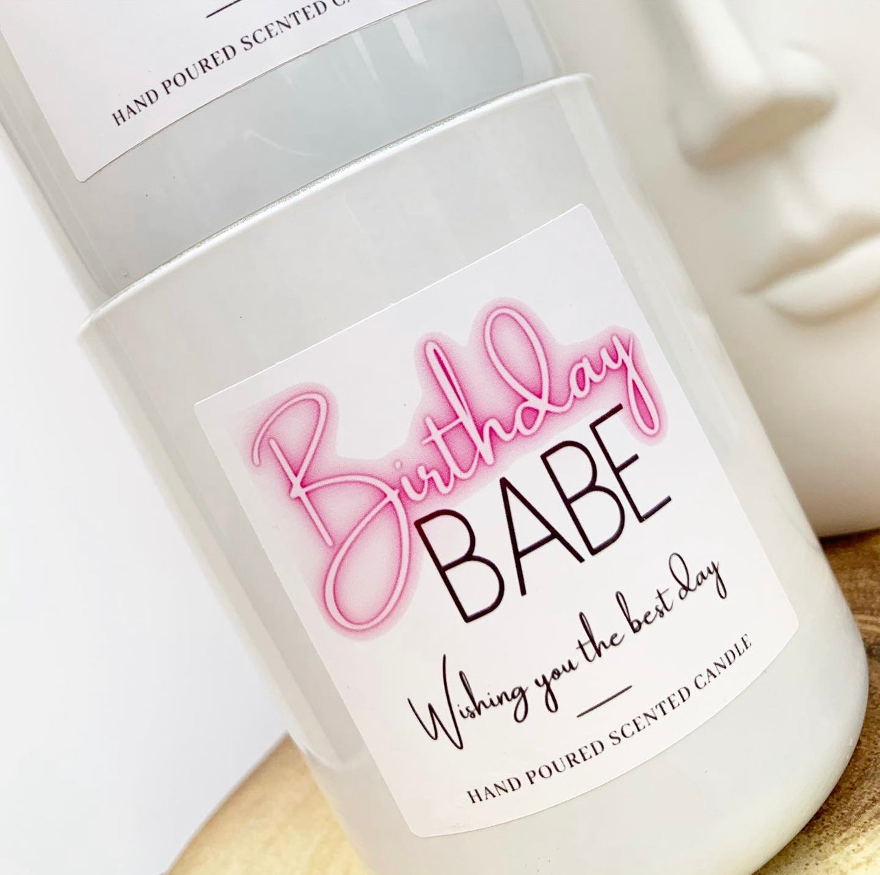 Neon Birthday Babe Candle Label