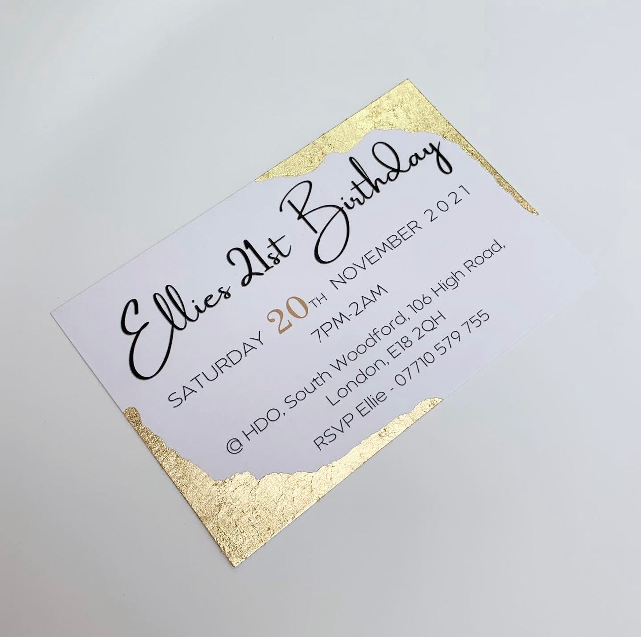 Gold leaf party invites