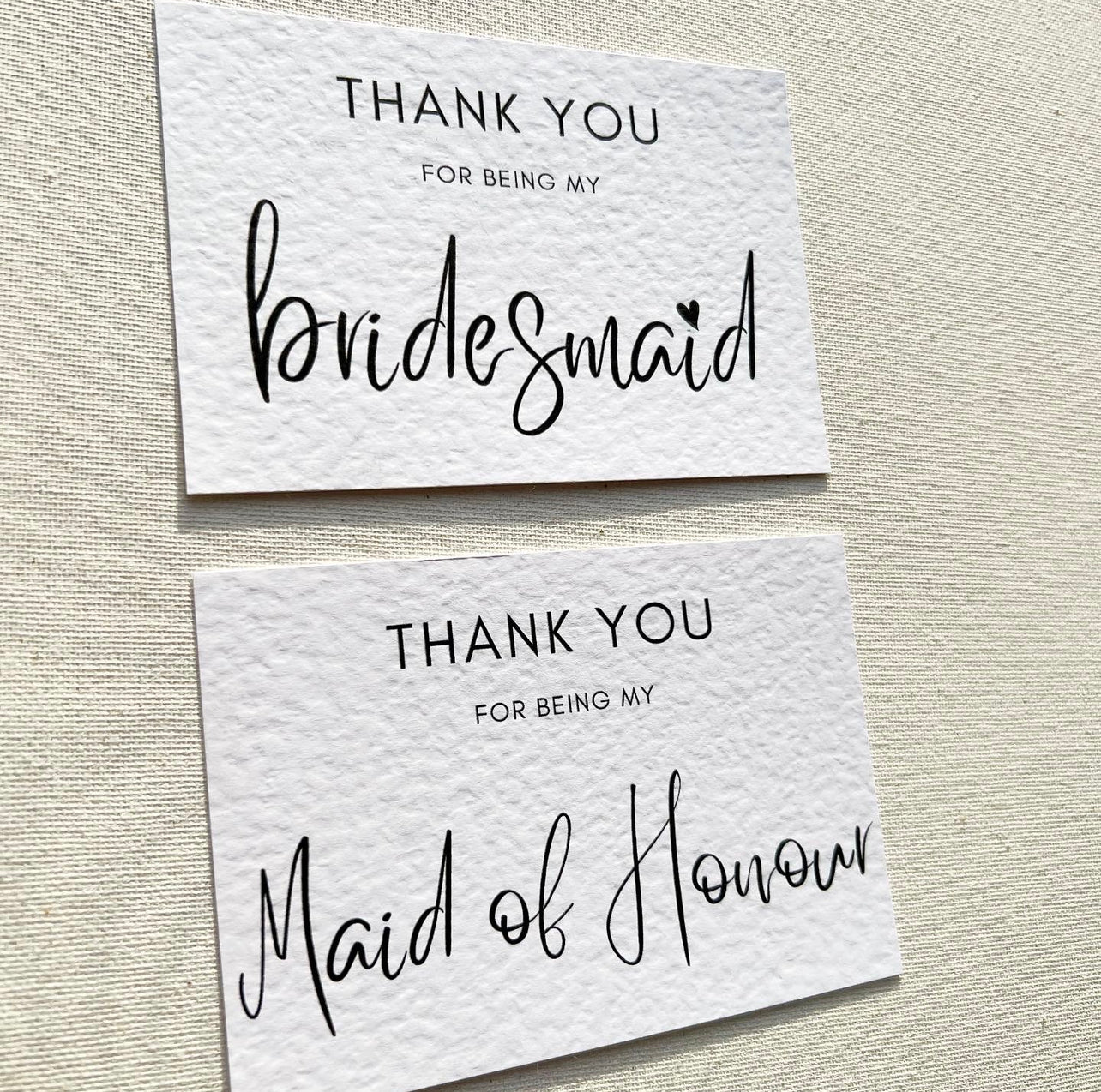 Bridesmaid & Maid of honour thank you postcards