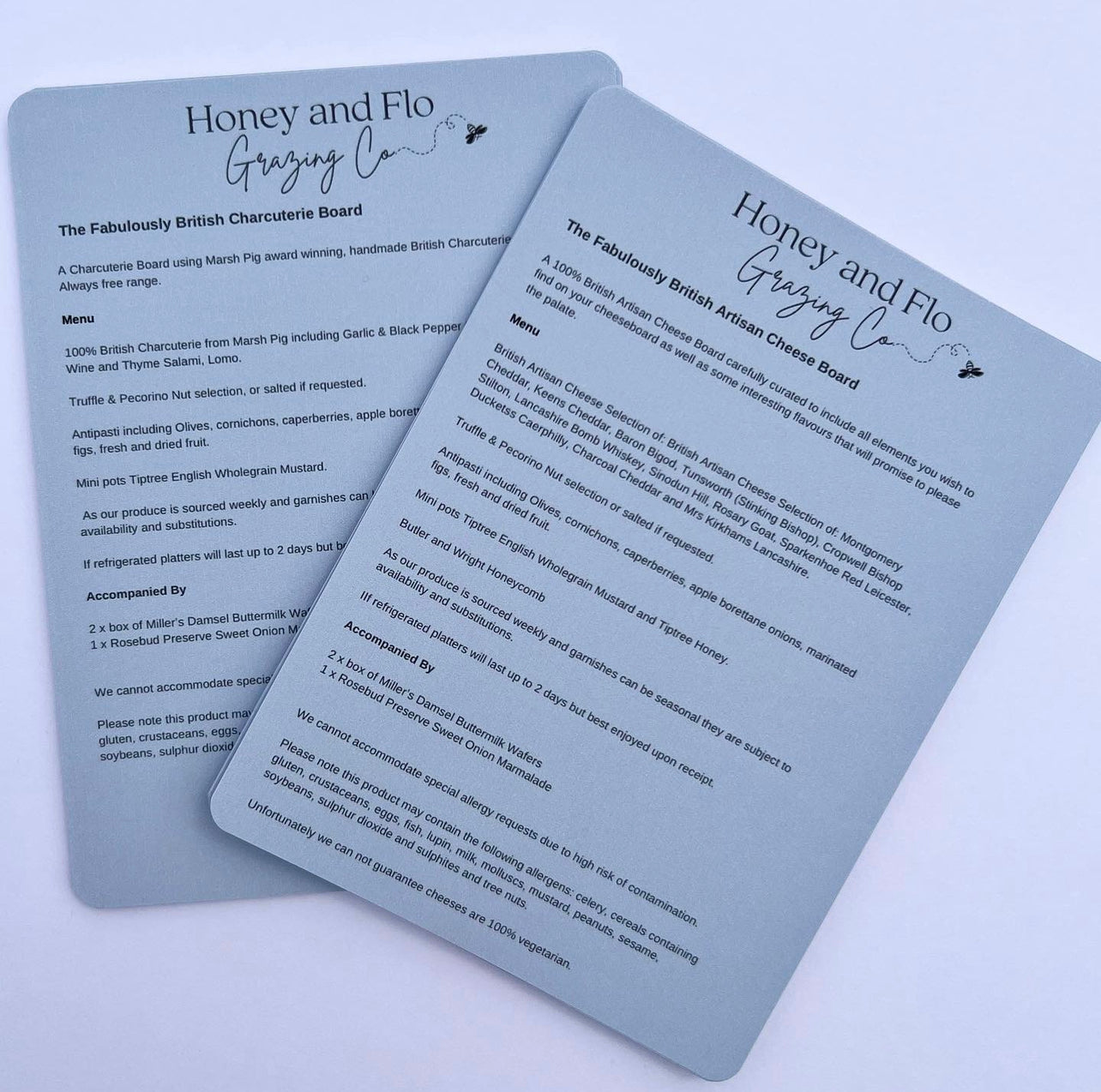 Menu leaflets