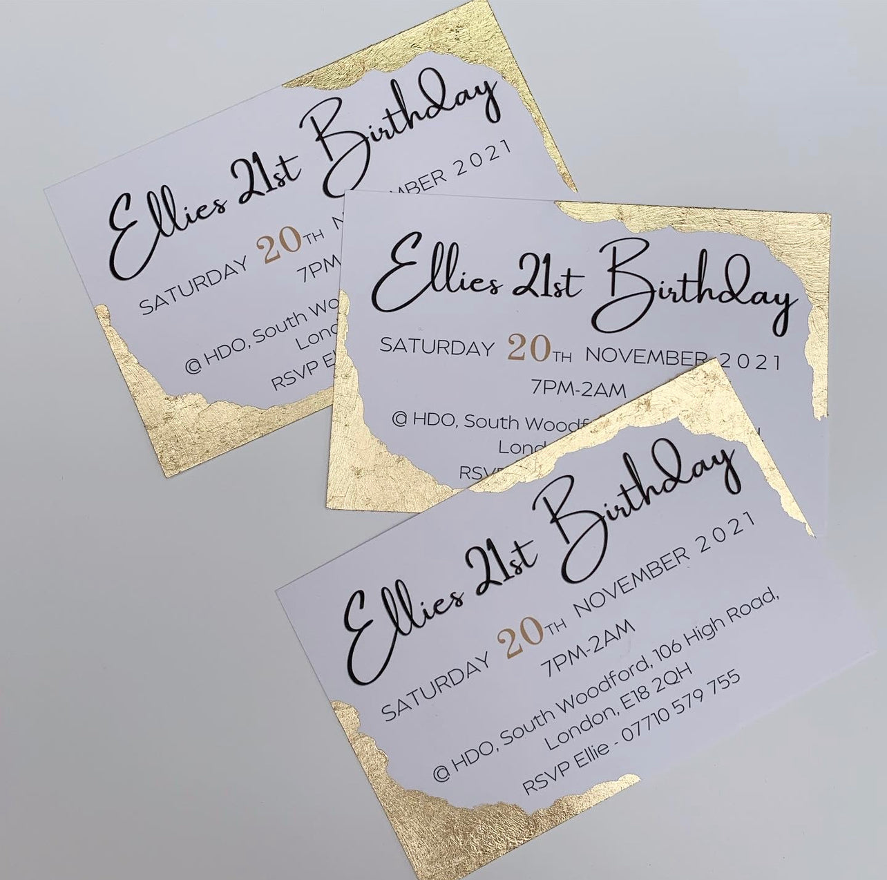 Gold leaf party invites