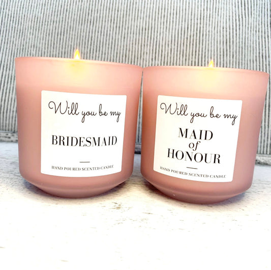 ‘Will you be my bridesmaid’ Candle Label