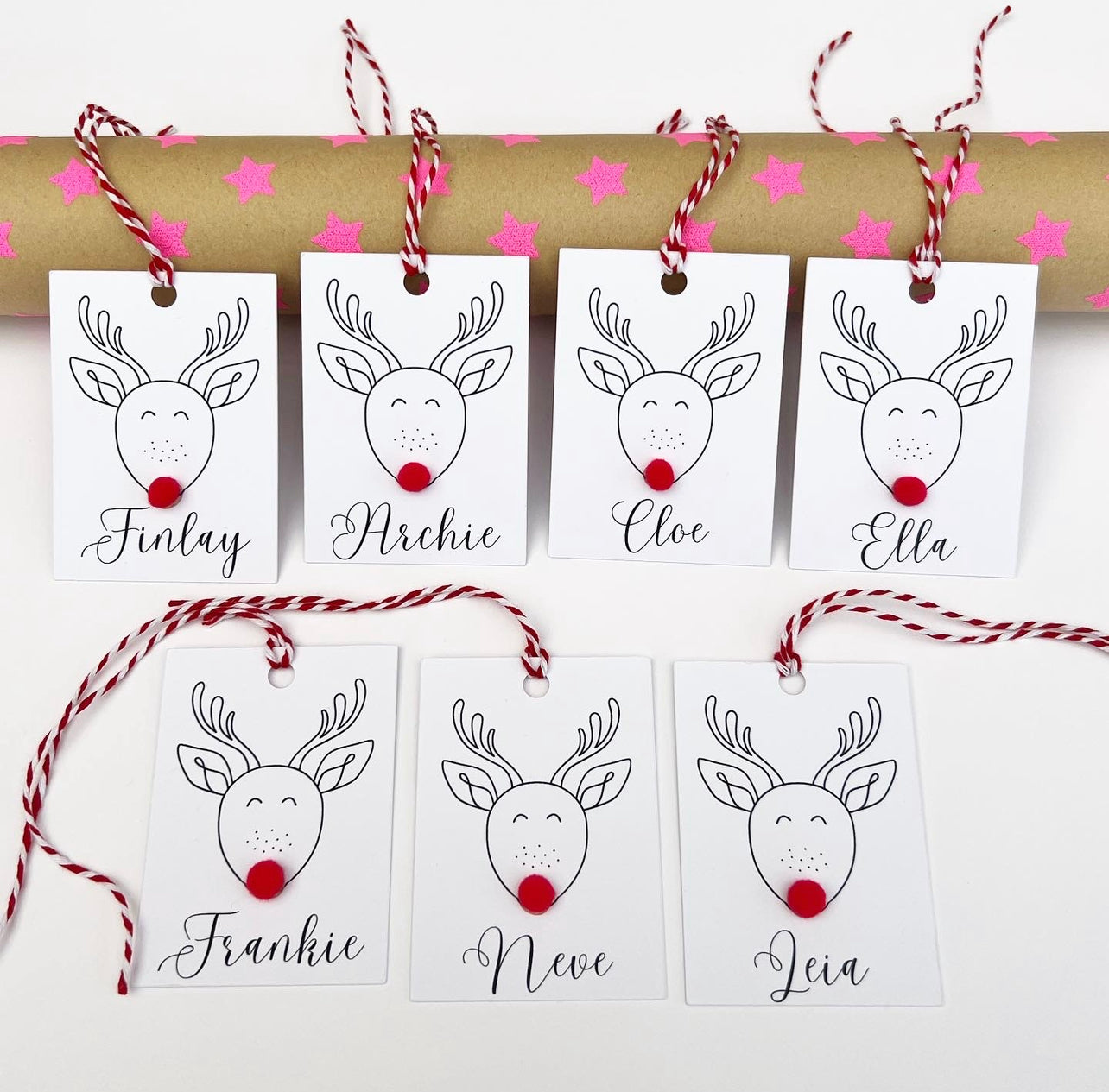 Personalised Rudolf Christmas Gift Tags