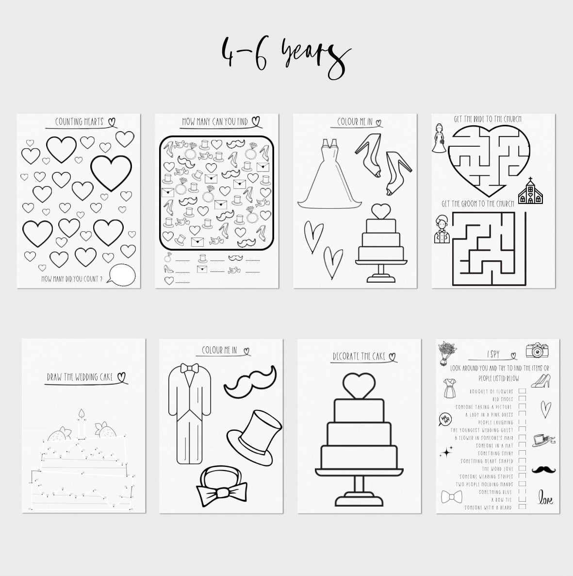 Customised children’s wedding activity packs