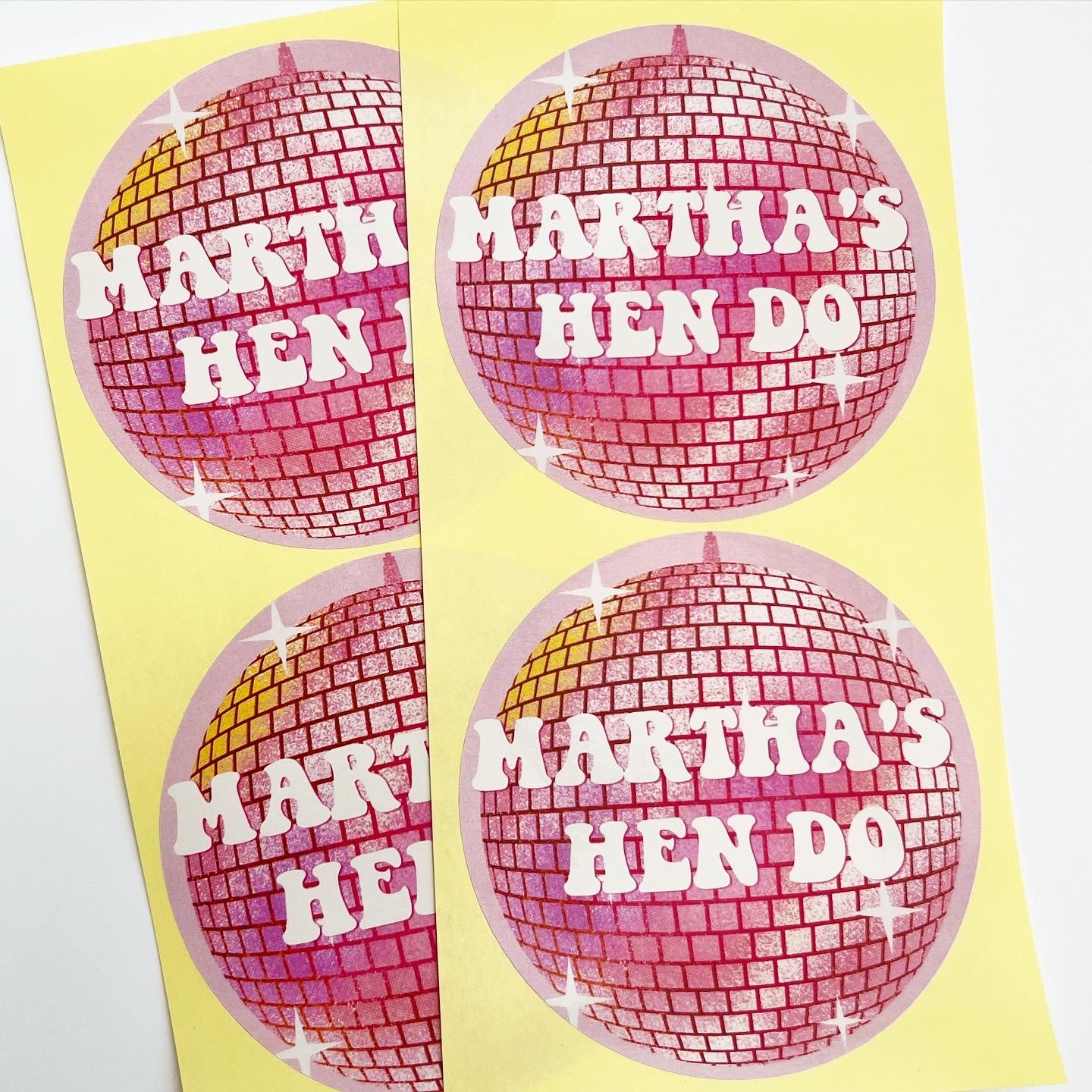 Large retro disco ball hen do stickers