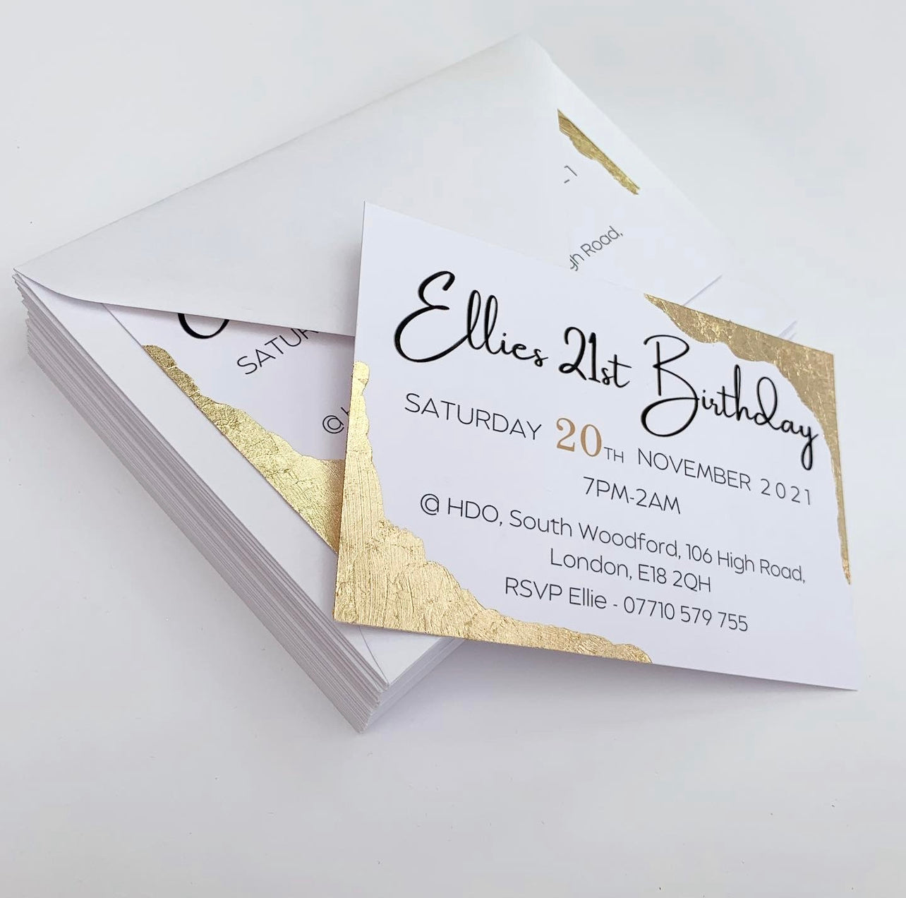 Gold leaf party invites