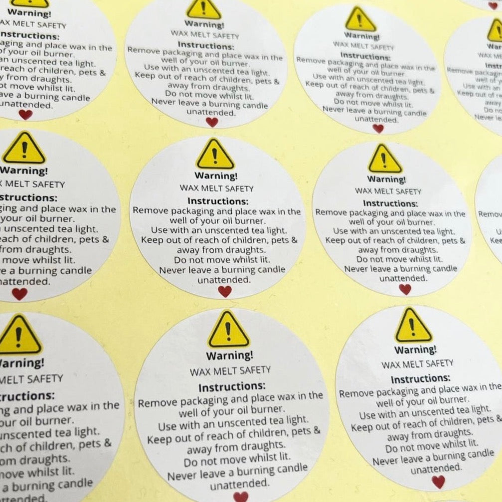 Wax Melt Safety Instructions Sticker